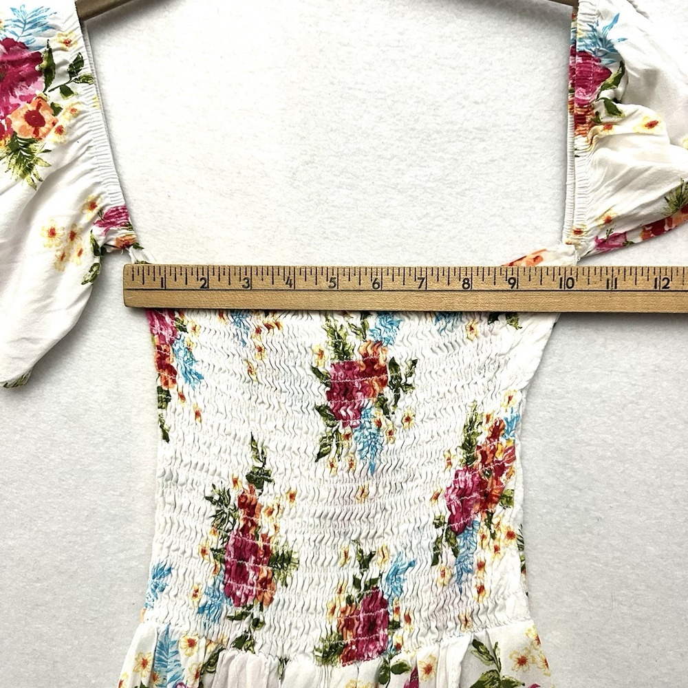 Lucy Love S Small Off the Shoulder Maxi Hi-low Athena‎ Dress Smocked Slit Floral - Picture 6 of 10